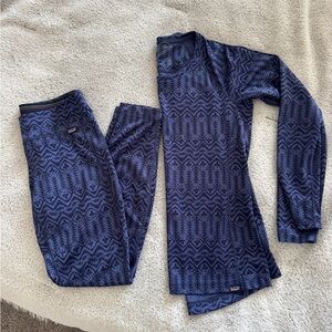 Patagonia Navy Geometric Base Layer Set